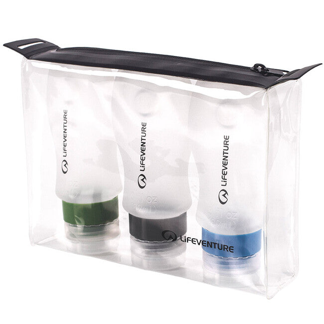 Lifeventure Silicon Bottle Set putne boce za putovanje zrakoplovom 3 × 89 ml