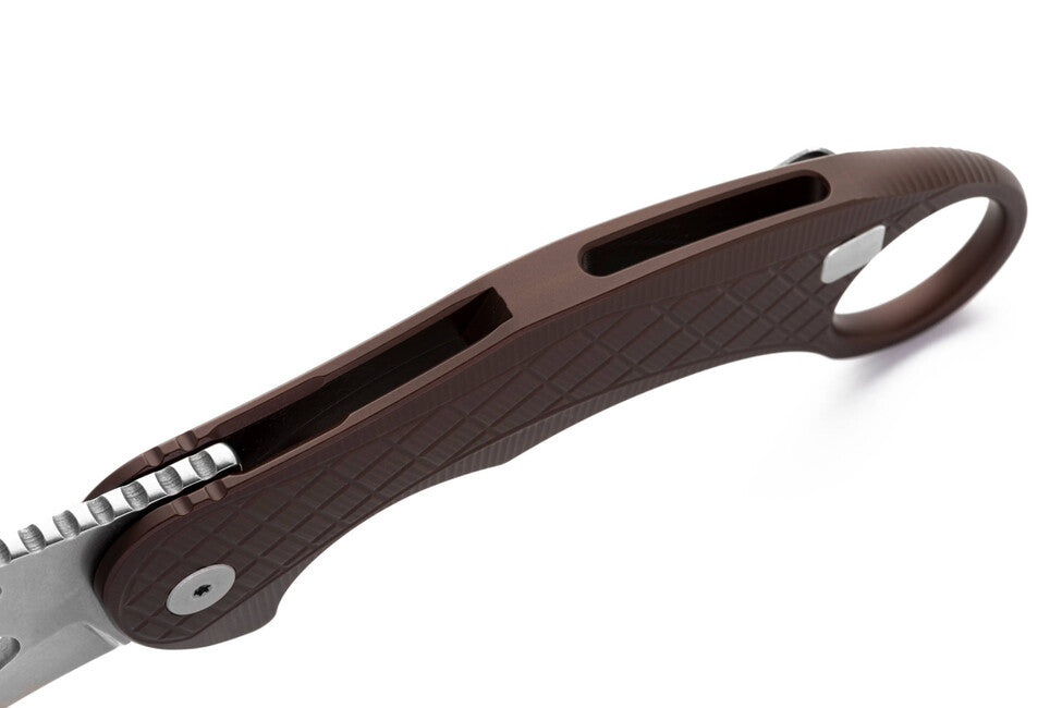 Lionsteel L.E. ONE 1 A ES nož tipa KARAMBIT Earth Brown/stone washed razvijen u suradnji Emerson Design
