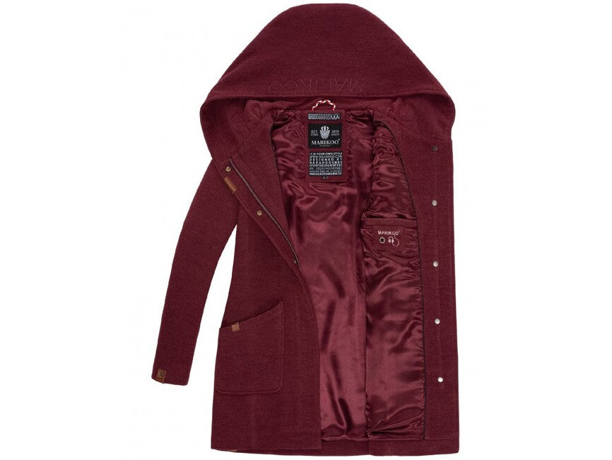 Marikoo MAIKOO ženski zimski kaput s kapuljačom, Dark red