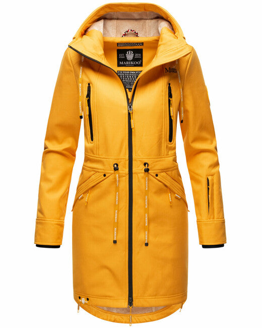 Marikoo Racquelle softshell jakna ženska s kapuljačom, amber yellow