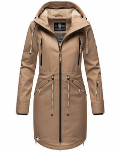 Marikoo Racquelle softshell jakna ženska s kapuljačom, taupe grey