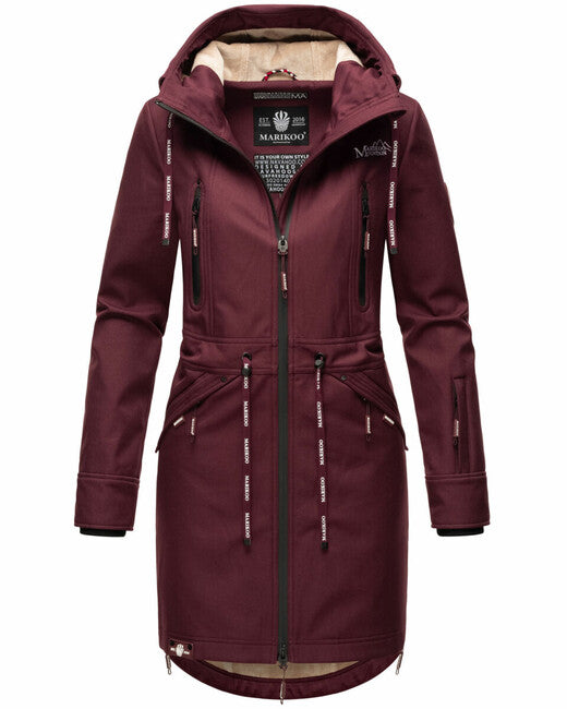 Marikoo Racquelle softshell jakna ženska s kapuljačom, wine