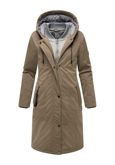 Marikoo Ledalaa parka zimska ženska s kapuljačom, stone brown