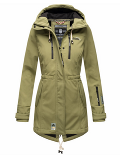 Marikoo ZIMTZICKE ženska softshell jakna zimska s kapuljačom, maslinasto zelena