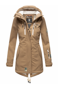 Marikoo ZIMTZICKE ženska softshell jakna zimska s kapuljačom, Taupe grey