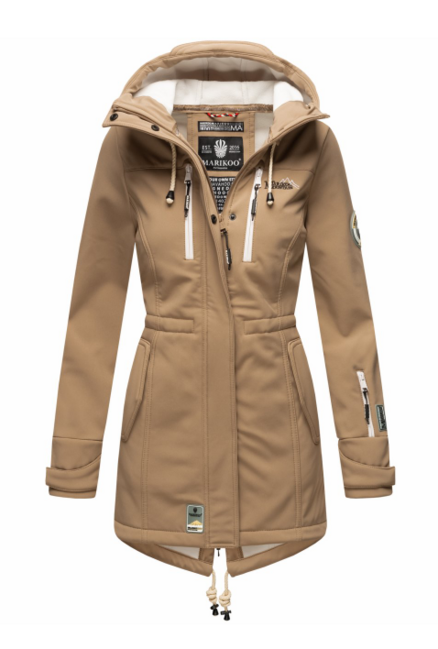 Marikoo ZIMTZICKE ženska softshell jakna zimska s kapuljačom, Taupe grey