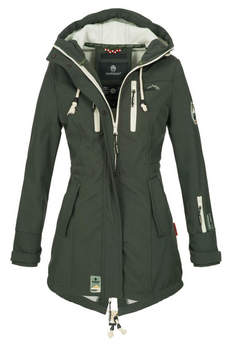 Marikoo ZIMTZICKE ženska softshell jakna zimska s kapuljačom, zelena