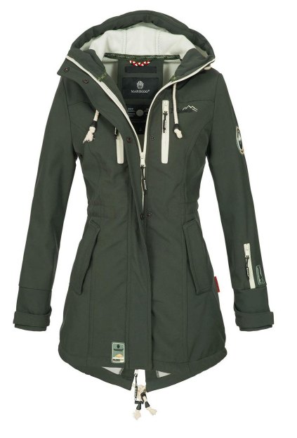 Marikoo ZIMTZICKE ženska softshell jakna zimska s kapuljačom, zelena