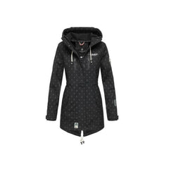 Marikoo ZIMTZICKE P ženska softshell jakna zimska s kapuljačom, crna točkasta