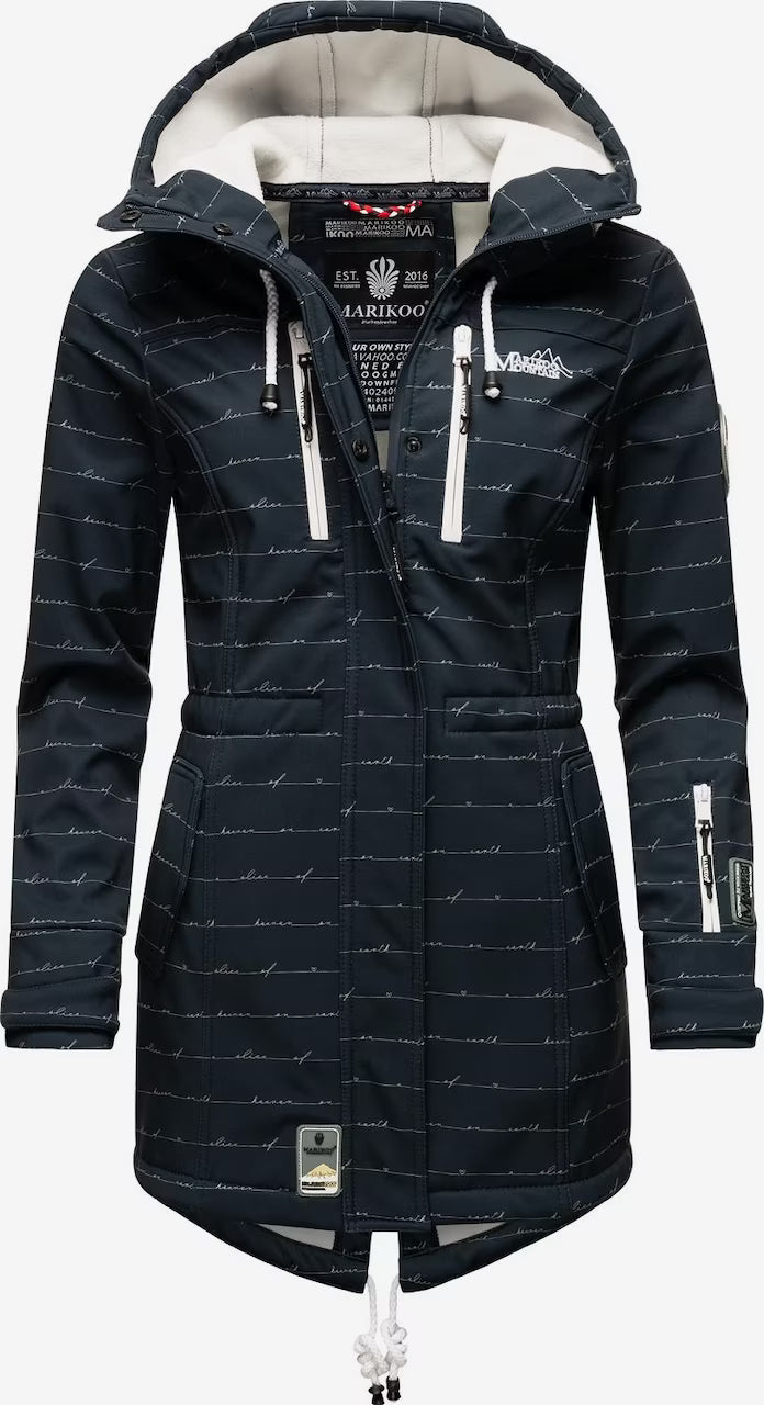 Marikoo ZIMTZICKE P ženska softshell jakna zimska s kapuljačom, Navy