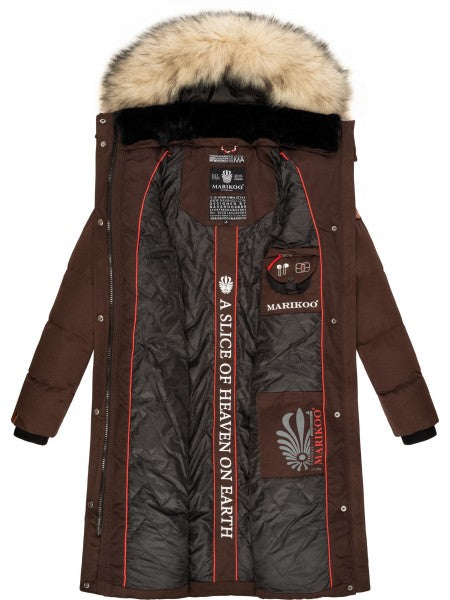 Marikoo Schneesternchen ženska zimska jakna s kapuljačom, Dark choco