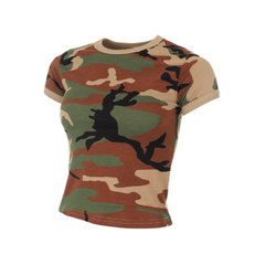 MFH majica ženska kamuflažna woodland, 160g/m2