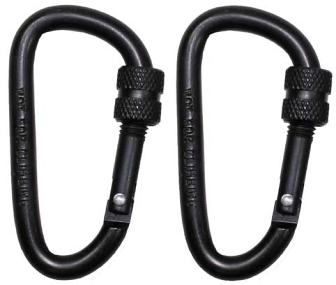 MFH karabiner s osiguračem, crni, 60x6mm, 2 kom
