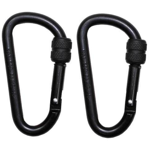 MFH karabiner s osiguračem, crni, 80x8mm, 2 kom