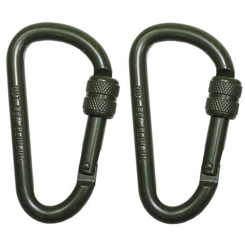 MFH karabiner s osiguračem, maslinasto zeleni, 80x8mm, 2 kom