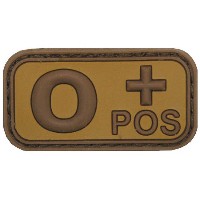 MFH našivak 3D krvna grupa 0 positive khaki 5x2,5cm