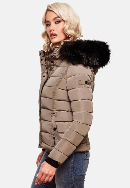 Navahoo Miamor ženska zimska jakna s kapuljačom, Taupe grey