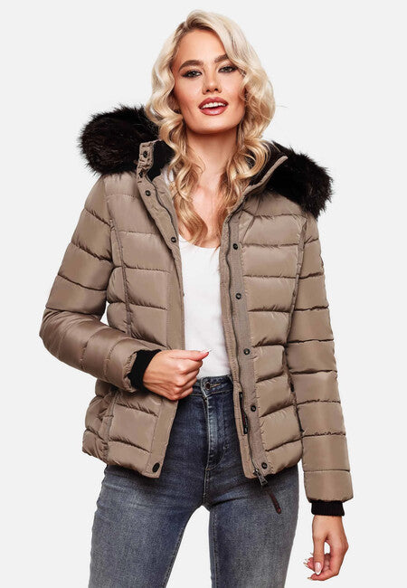Navahoo Miamor ženska zimska jakna s kapuljačom, Taupe grey