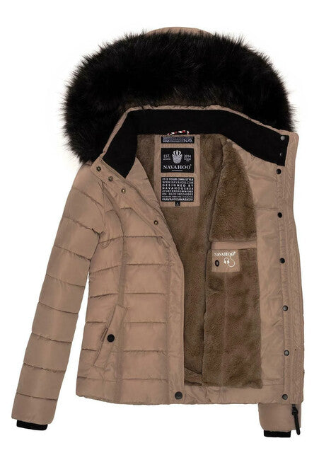 Navahoo Miamor ženska zimska jakna s kapuljačom, Taupe grey