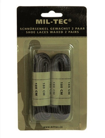 Mil-Tec Co voskane vezice za cipele, crne, 140cm