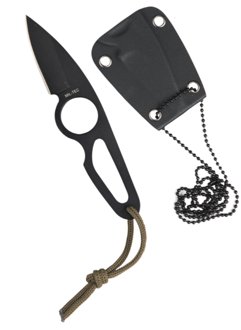 Mil-Tec nož na vrat s Kydex futrolom, crni, 16cm