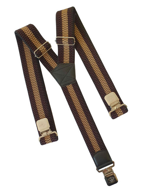 TopGal Natur Stripes clip trakice na hlače, smeđe