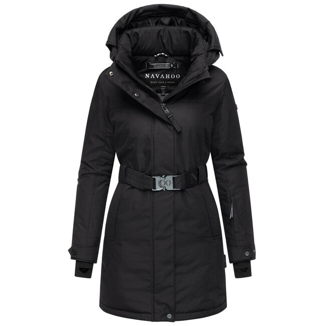 Navahoo FROSTKUSS 14 parka zimska ženska s odvojivom kapuljačom i remenom, crna