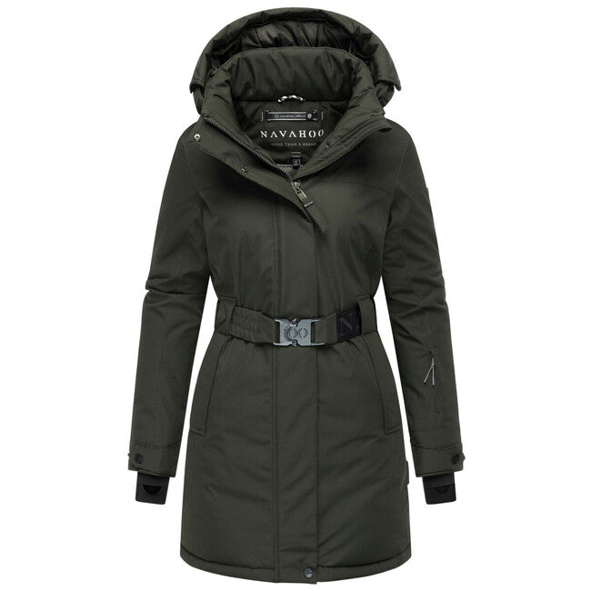 Navahoo FROSTKUSS 14 parka zimska ženska s odvojivom kapuljačom i remenom, dark olive