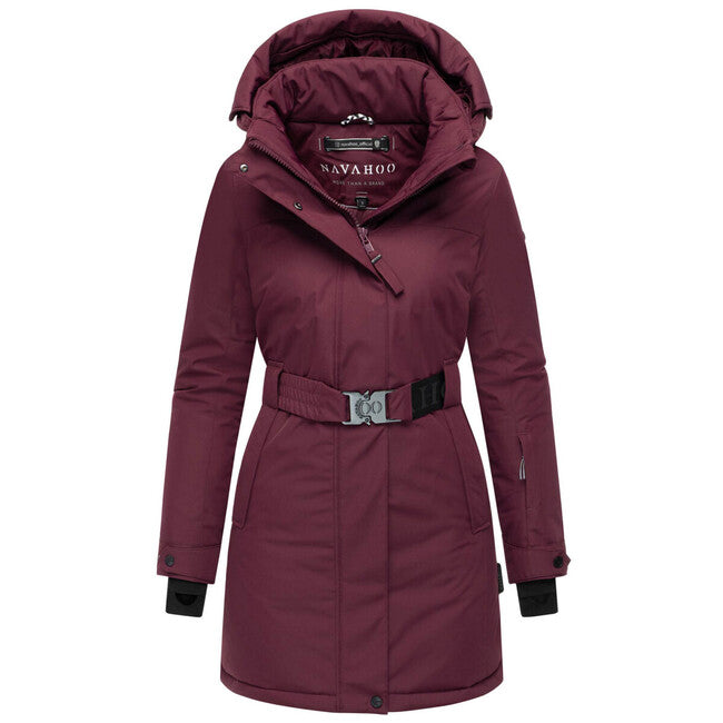 Navahoo FROSTKUSS 14 parka zimska ženska s odvojivom kapuljačom i remenom, wine