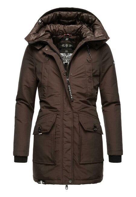 Navahoo Blizzardstorm zimska jakna ženska s kapuljačom, dark choco