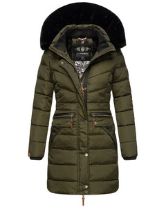 Navahoo Paula ženska parka zimska s kapuljačom, Dark olive w. BF