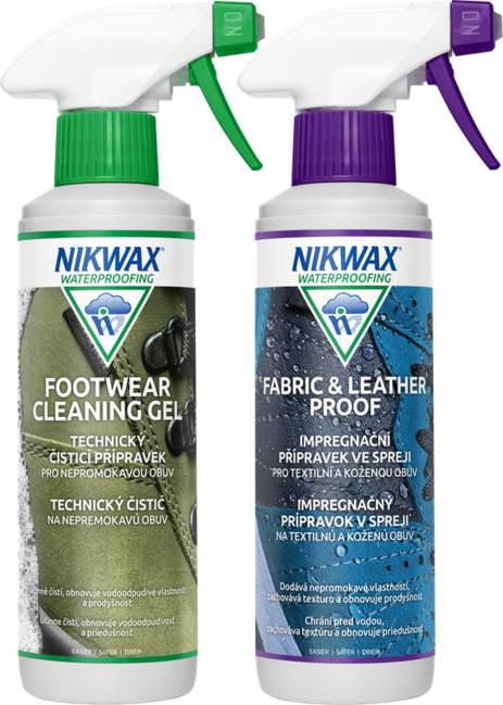 Nikwax Twin Fabric & Leather Spray / Footwear Cleaning Gel set 2 kom pripravaka 300ml