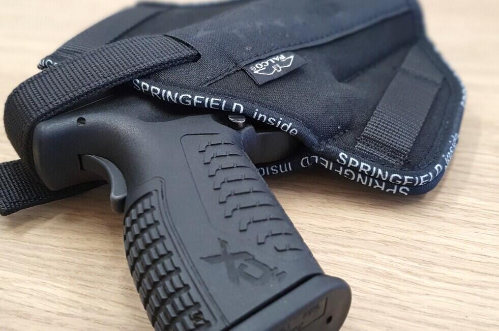 Falco IWB nylonska prozračna futrola za skriveno nošenje oružja kompatibilna s pištoljem Glock 26, crna desna