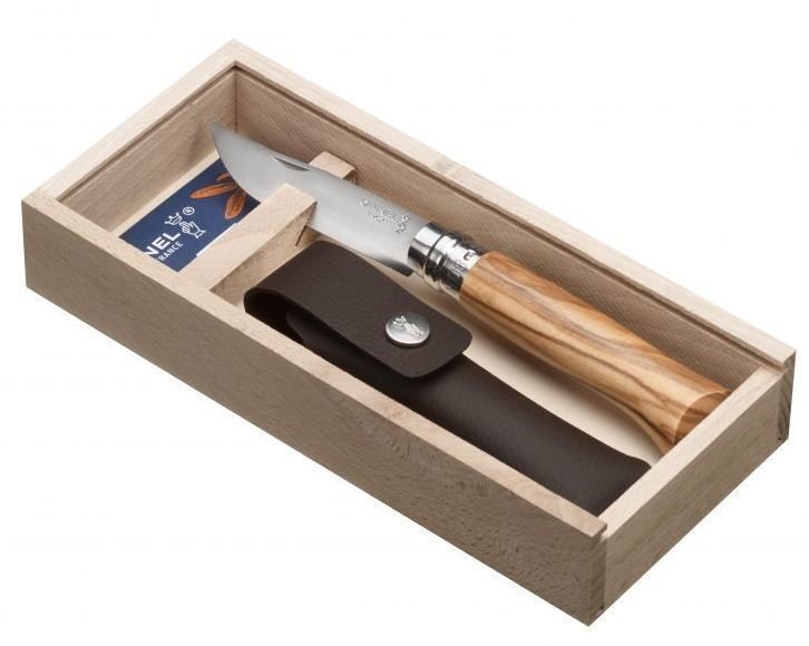 OPINEL VRi N°08 Inox nož ručka maslina, futrola, drvena kutija
