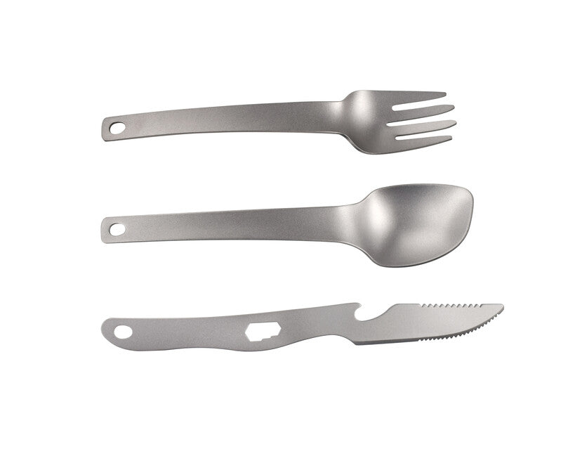 Origin Outdoors Titanium Recent titanijski set pribora 3-dijelni s otvaračem za boce i ključem