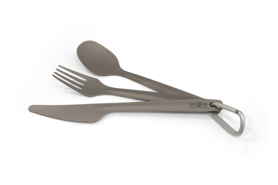 Origin Outdoors Titanium titanijski 3-dijelni set pribora s karabinerom