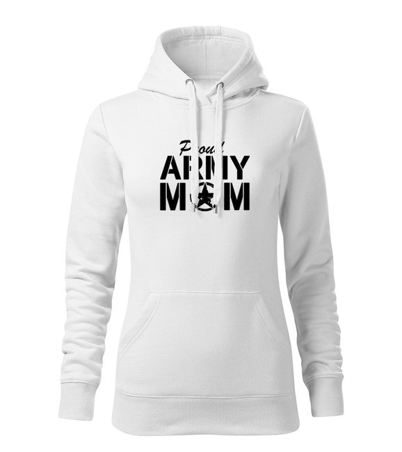 DRAGOWA ženski army mom pulover s kapuljačom 320 g/m², bijeli