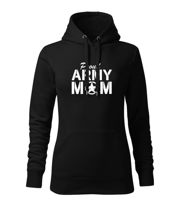 DRAGOWA ženski army mom pulover s kapuljačom 320 g/m², crni