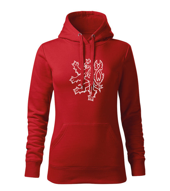DRAGOWA ženski pulover s kapuljačom češki lav 320 g/m², crveni