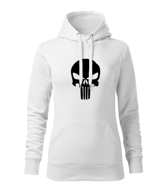 DRAGOWA ženski pulover s kapuljačom punisher 320 g/m², bijeli