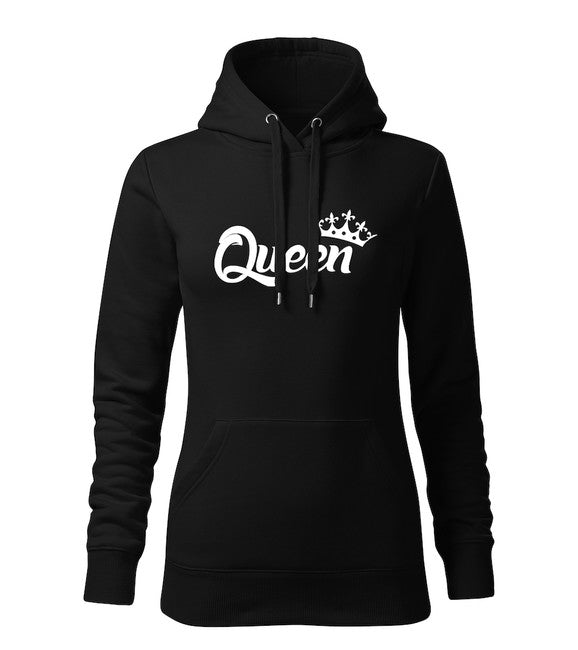 DRAGOWA queen ženski pulover s kapuljačom 320 g/m², crni