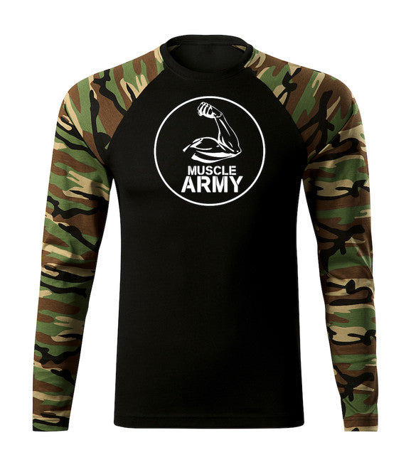 DRAGOWA Fit-T majica s dugim rukavom muscle army biceps 160 g/m², Woodland