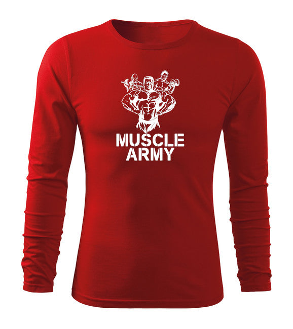 DRAGOWA Fit-T muscle majica s dugim rukavom army team 160 g/m², crvena