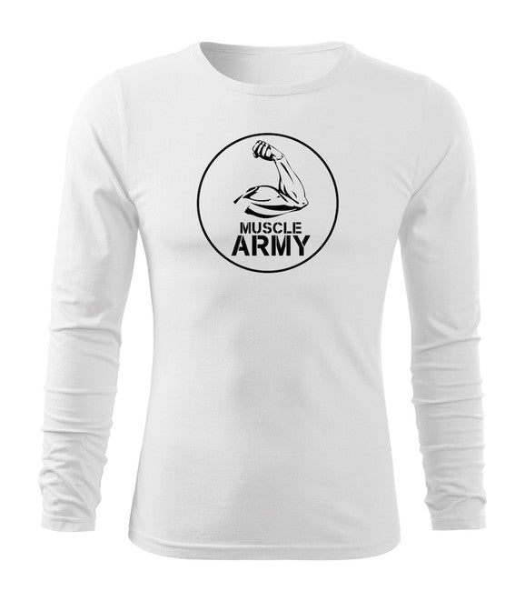 DRAGOWA Fit-T majica s dugim rukavom muscle army biceps 160 g/m², bijela