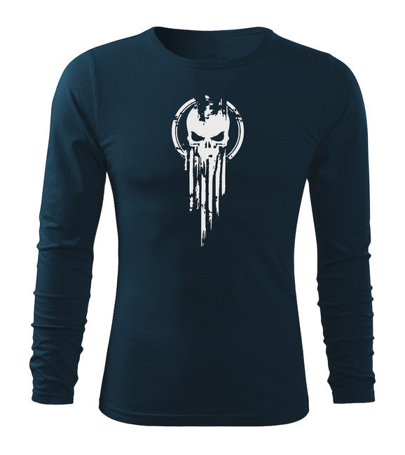 DRAGOWA Fit-T majica s dugim rukavom skull 160 g/m², tamnoplava