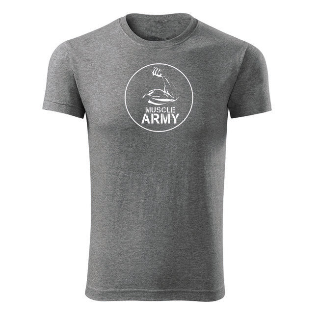 DRAGOWA muscle army fitness majica biceps 180 g/m², siva