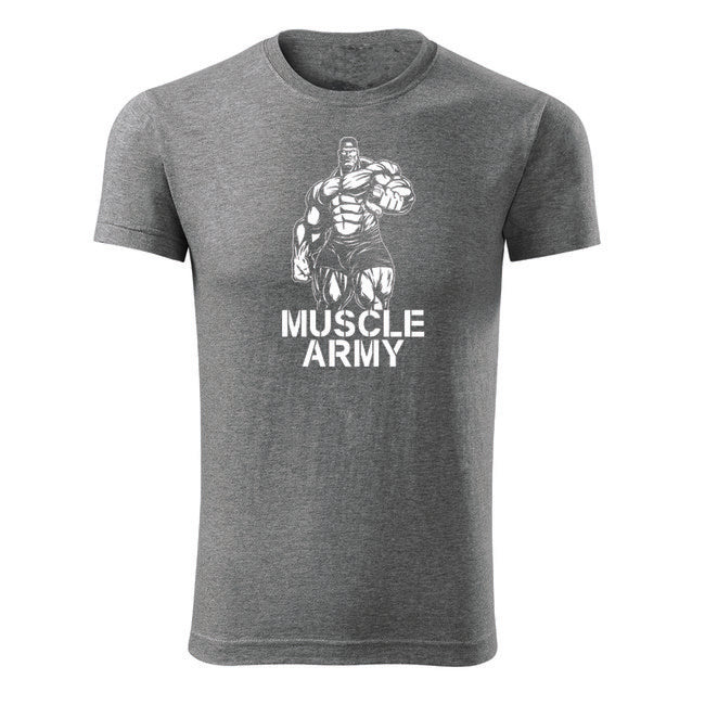 DRAGOWA muscle fitness majica army man 180 g/m², siva