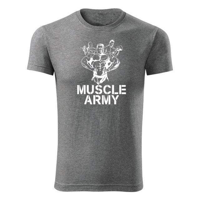 DRAGOWA muscle army team fitness majica 180 g/m², siva