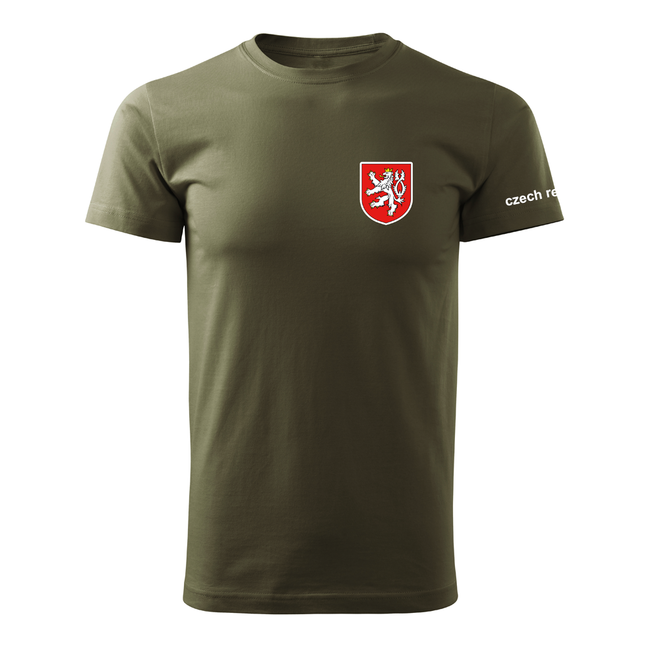 DRAGOWA kratka majica s malim raznobojnim češkim znakom 160 g/m², maslinasto zelena