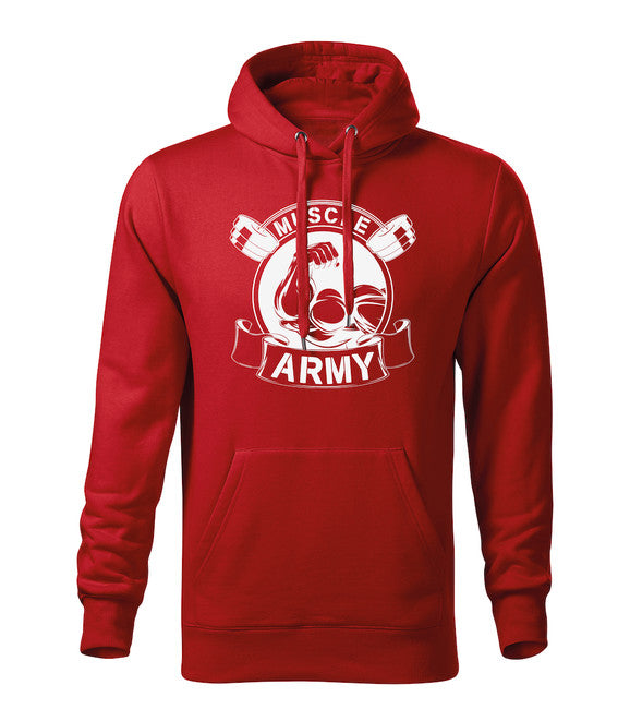 DRAGOWA muški muscle army pulover s kapuljačom original 320 g/m², crveni